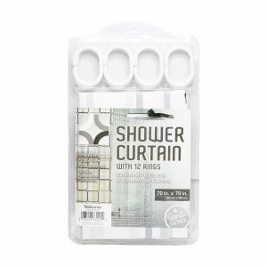 Cortina Para Ducha Con Ganchos Blanca Impreso BONITA HOME 180 X 180 Cm