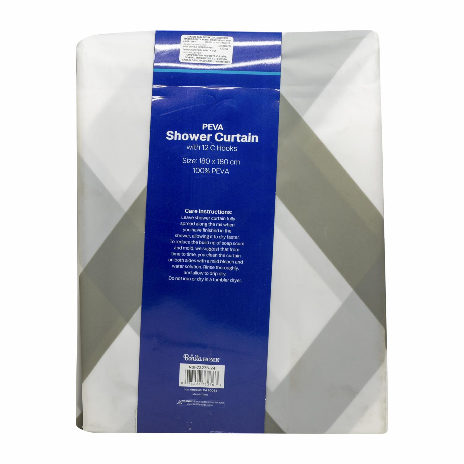 Cortina Para Ducha Con Ganchos Líneas BONITA HOME 180 X 180 Cm - Image 2