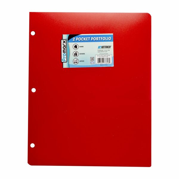 Carpeta Plástica Con Dos Bolsillos Color Roja PROMARX