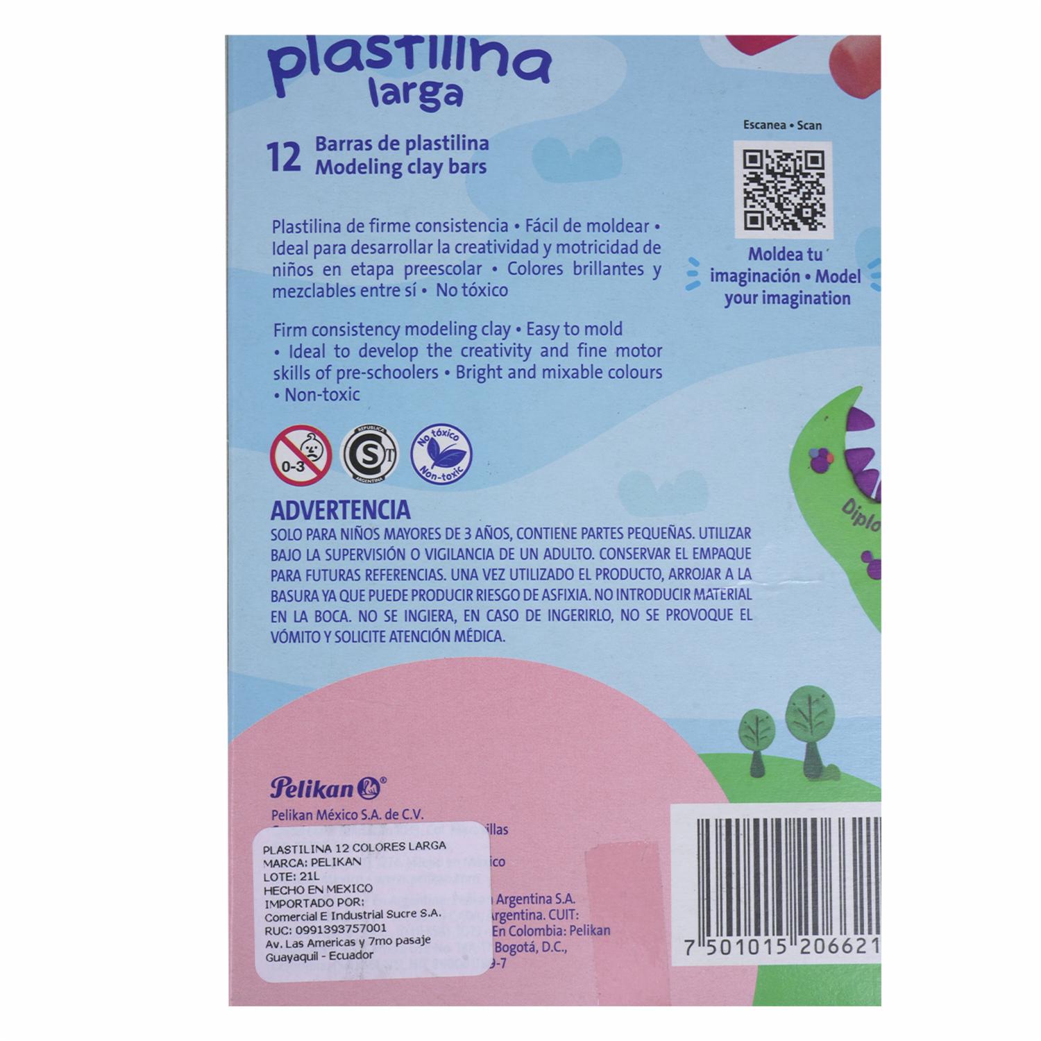 Plastilina Moldeable Larga PELIKAN X 12 Uds - Image 2