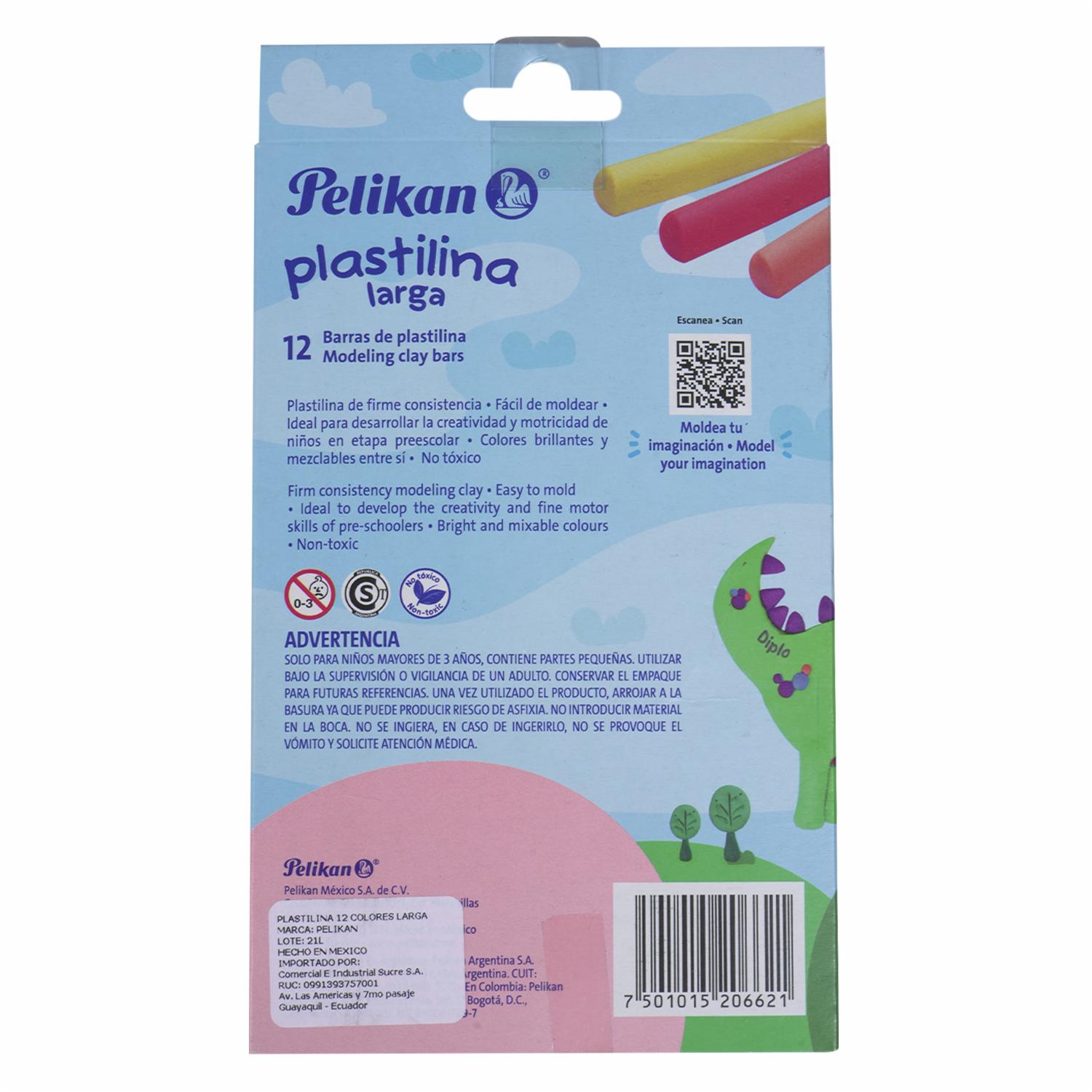 Plastilina Moldeable Larga PELIKAN X 12 Uds - Image 3