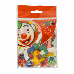 Globo Payaso N. 2 Pastel Surtido Carnaval GLOBOS PAYASO x 100 unidades