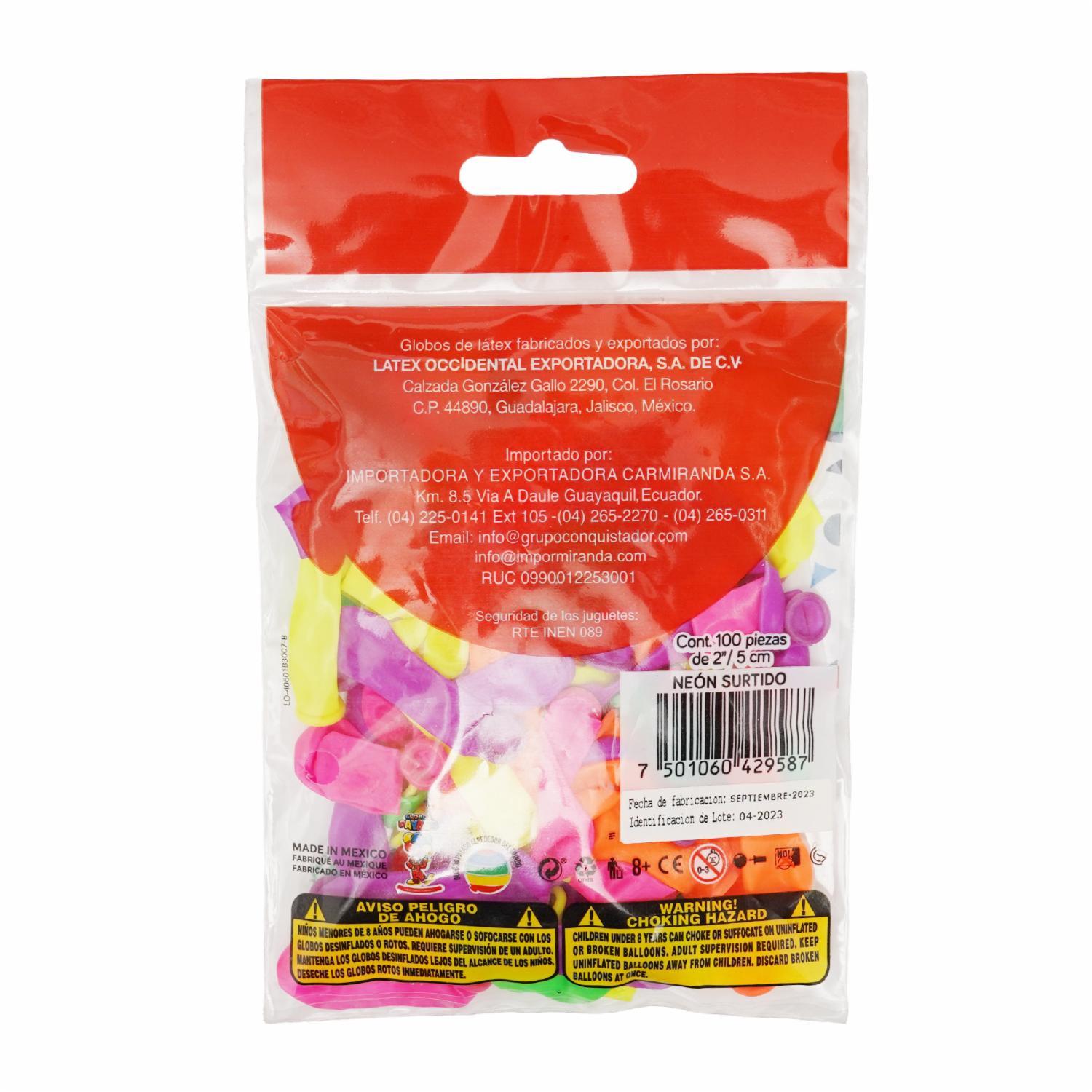Globo N2 Neón Surtido GLOBOS PAYASO x 100 Unidades - Image 2