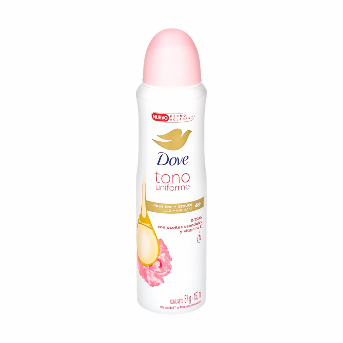 Desodorante En Aerosol Para Dama Fragancia Rosas Tono Uniforme DOVE 150 Ml