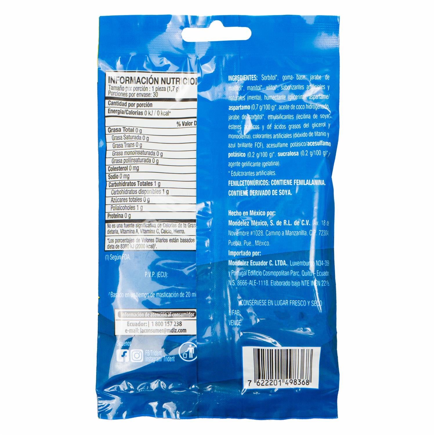 Goma De Mascar Sabor A Menta TRIDENT 51 G - Image 2