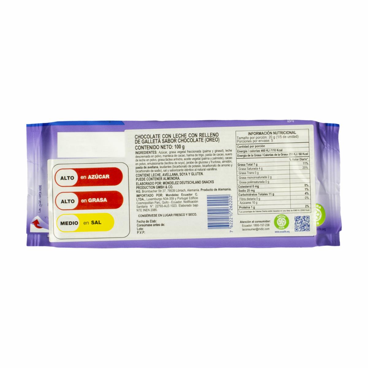 Chocolate Relleno Con Oreo MILKA 100 G - Image 2