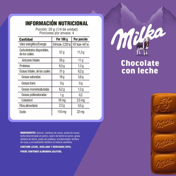 Chocolate De Leche MILKA 80 G - Image 2