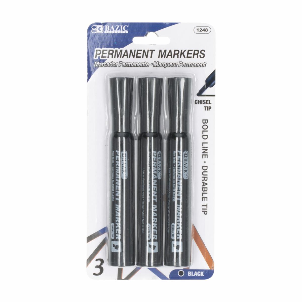 Marcadores Negro Chisel BAZIC X3 Uds