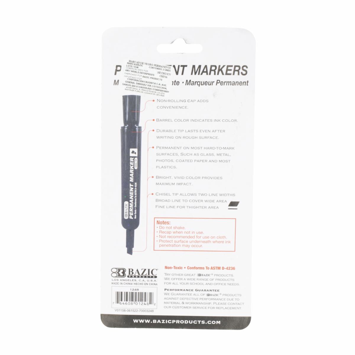 Marcadores Negro Chisel BAZIC X3 Uds - Image 2