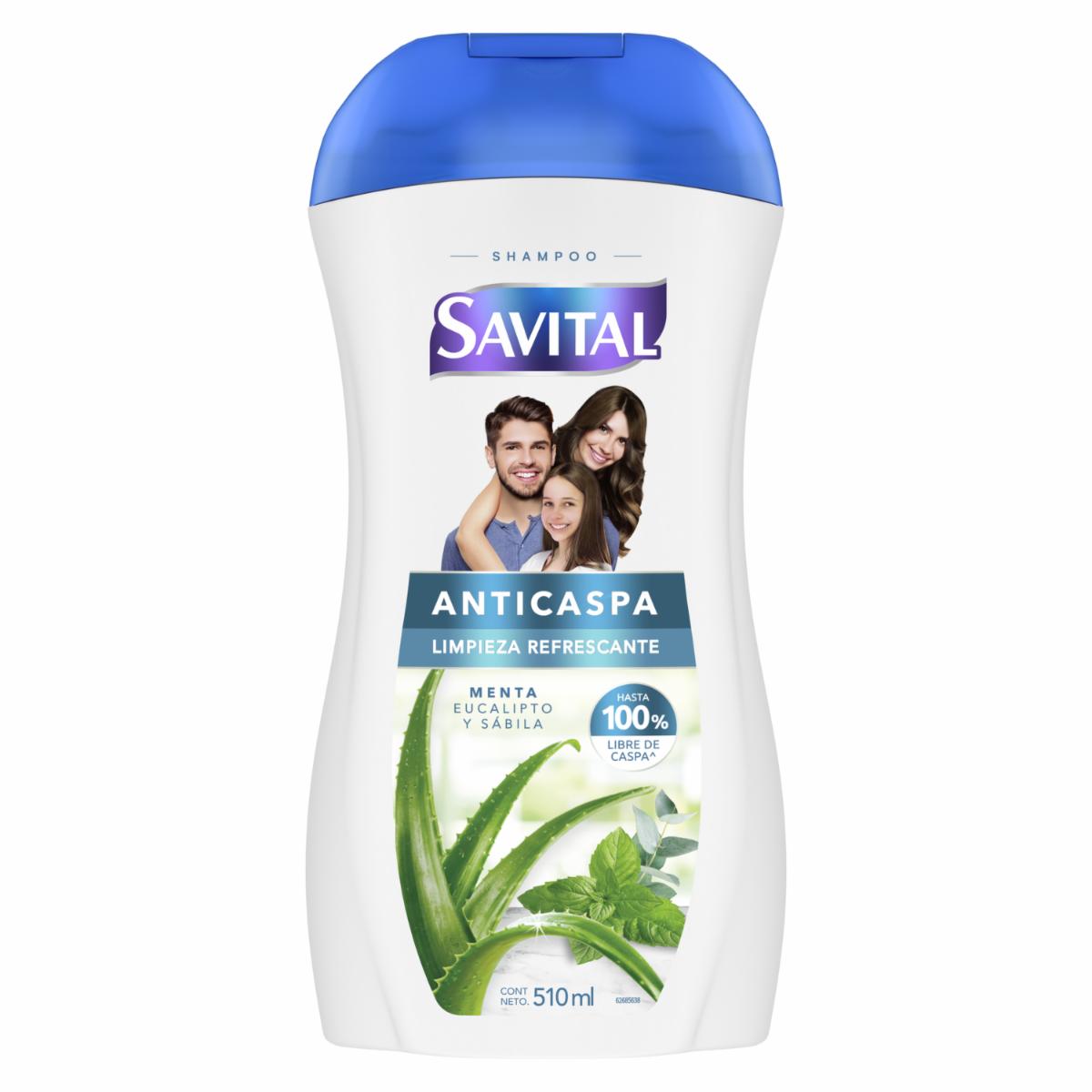 Shampoo De Cabello Anticaspa Menta Y Eucalipto SAVITAL 510 Ml