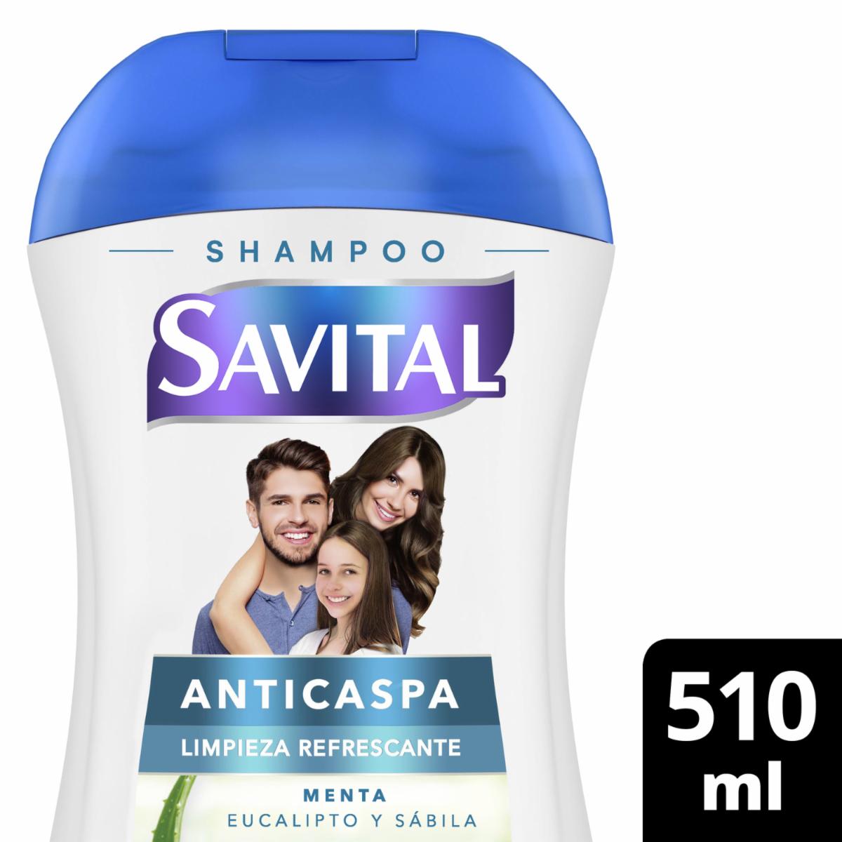 Shampoo De Cabello Anticaspa Menta Y Eucalipto SAVITAL 510 Ml - Image 3