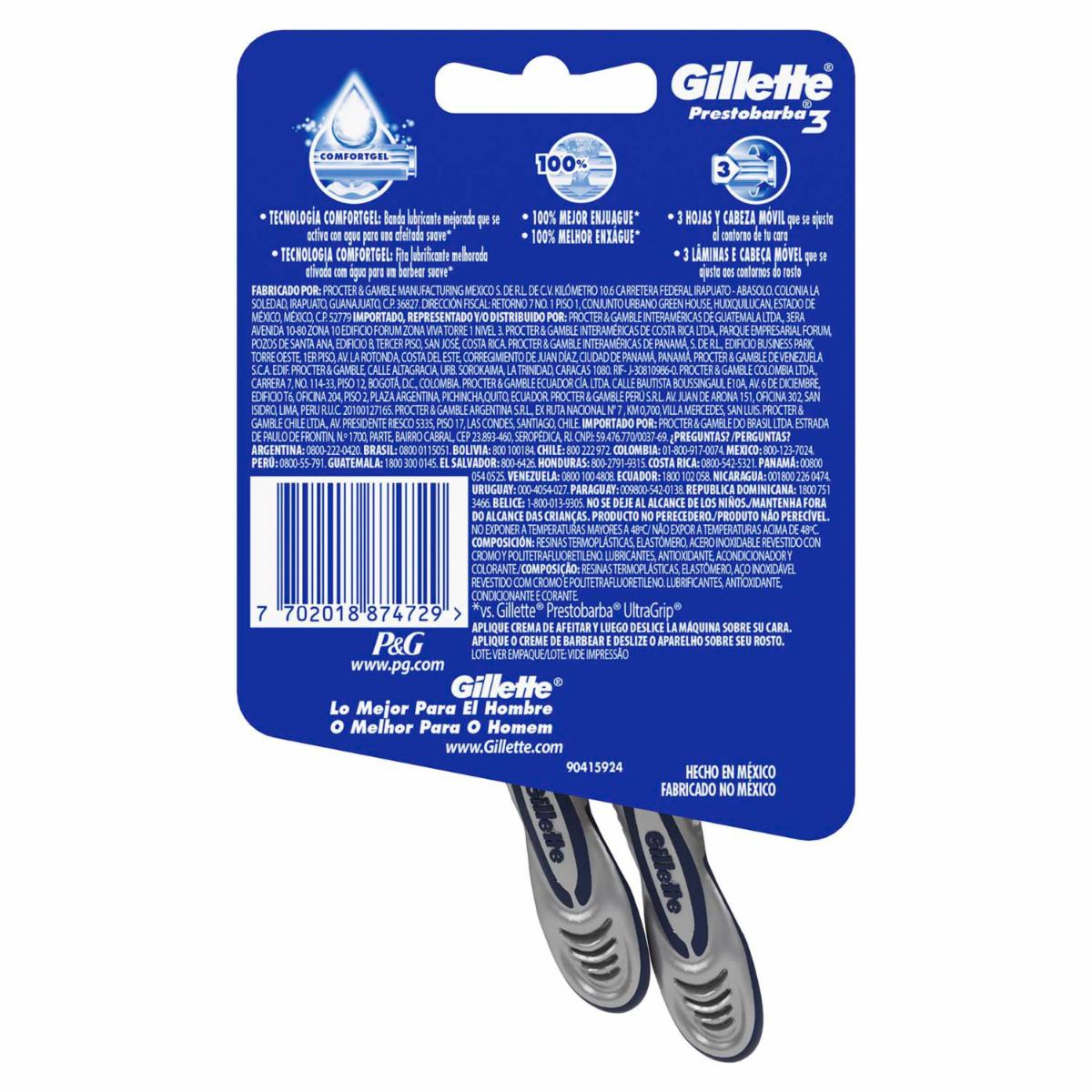 Afeitadora Desechable Caballero Prestobarba 3 Ultra Suave GILLETTE X 2 Uds - Image 2