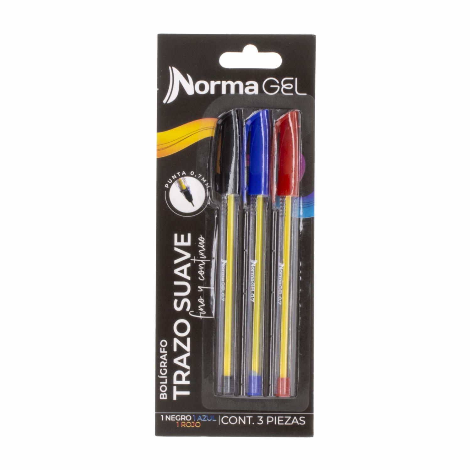 Bolígrafos Trazo Suave Colores Rojo, Azul Y Rojo NORMA X 3 Uds