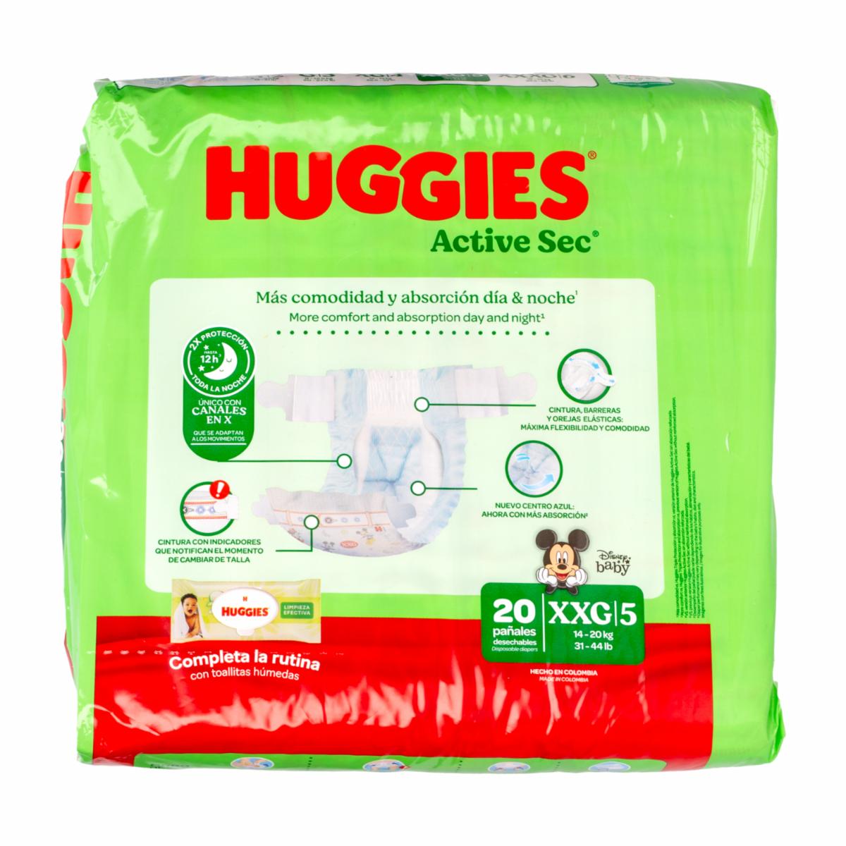 Pañales Desechables Active Sec XXG HUGGIES X 20 Uds - Image 2