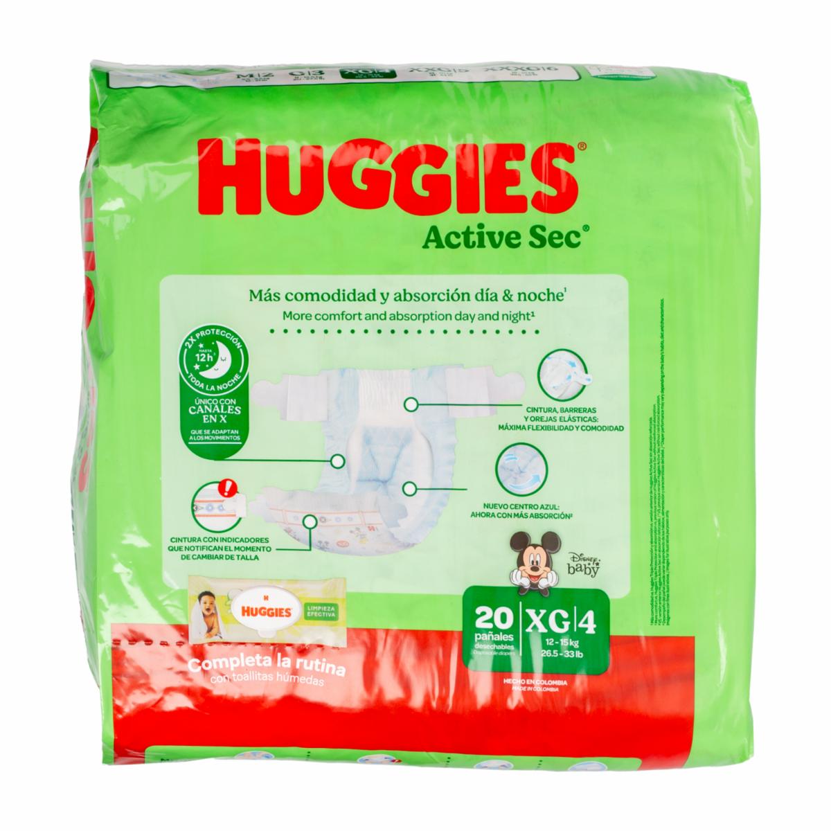 Pañales Desechables Active Sec XG HUGGIES X 20 Uds - Image 2