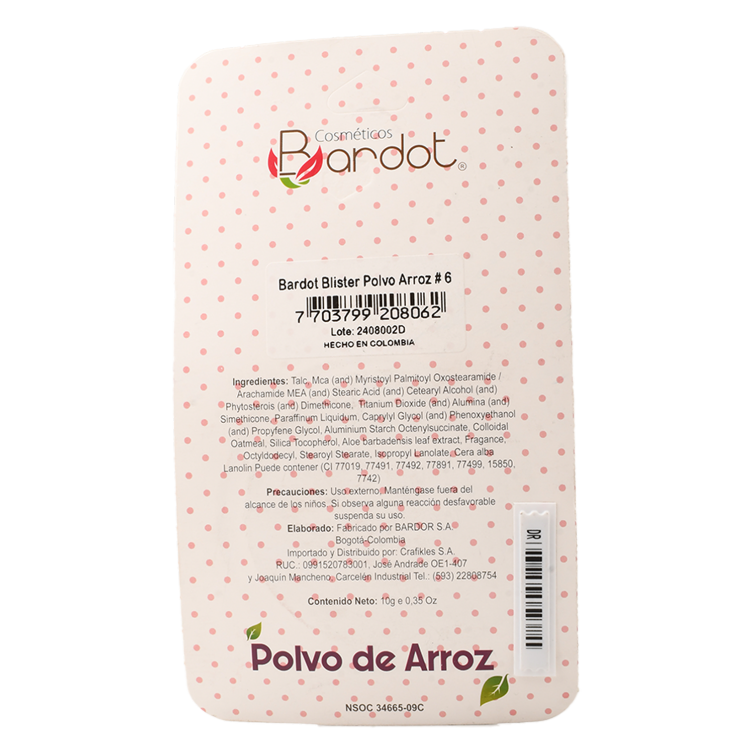 Polvo Compacto De Arroz Para Piel Grasa O Mixta BARDOT 10 G - Image 3