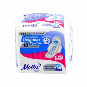 Toalla Higiénica Delgada Tela Tipo Tela Flujo Normal MOLLIS X 10 Uds