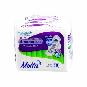 Toalla Higiénica Anatómica Tela Tipo Algodón Flujo Extra Plus MOLLIS