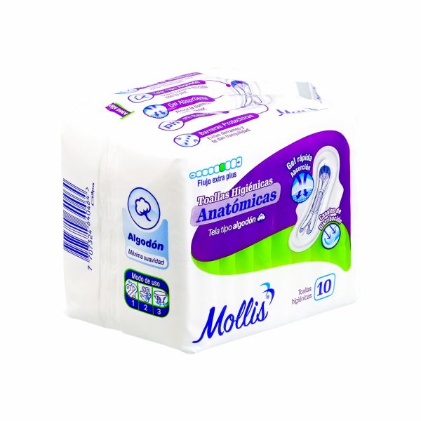 Toalla Higiénica Anatómica Tela Tipo Algodón Flujo Extra Plus MOLLIS - Image 2