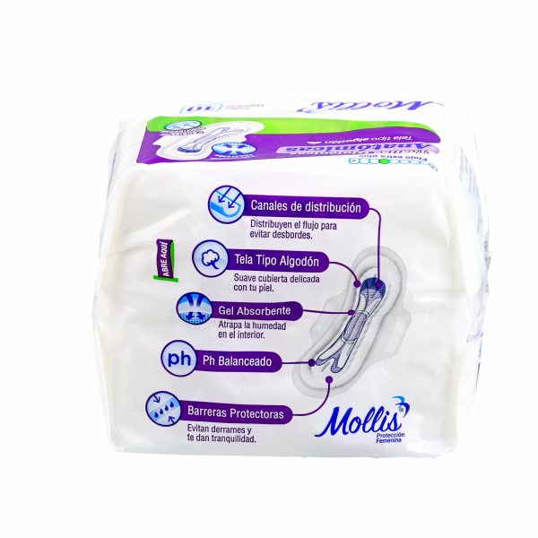 Toalla Higiénica Anatómica Tela Tipo Algodón Flujo Extra Plus MOLLIS - Image 3