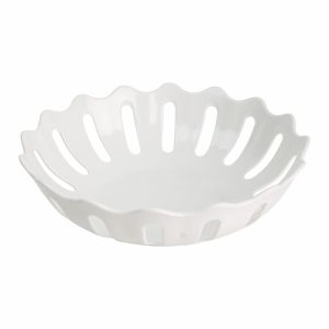 Frutero En Ondas Blanco VAJILLAS SABANA 25,5 X 25,5 Cm