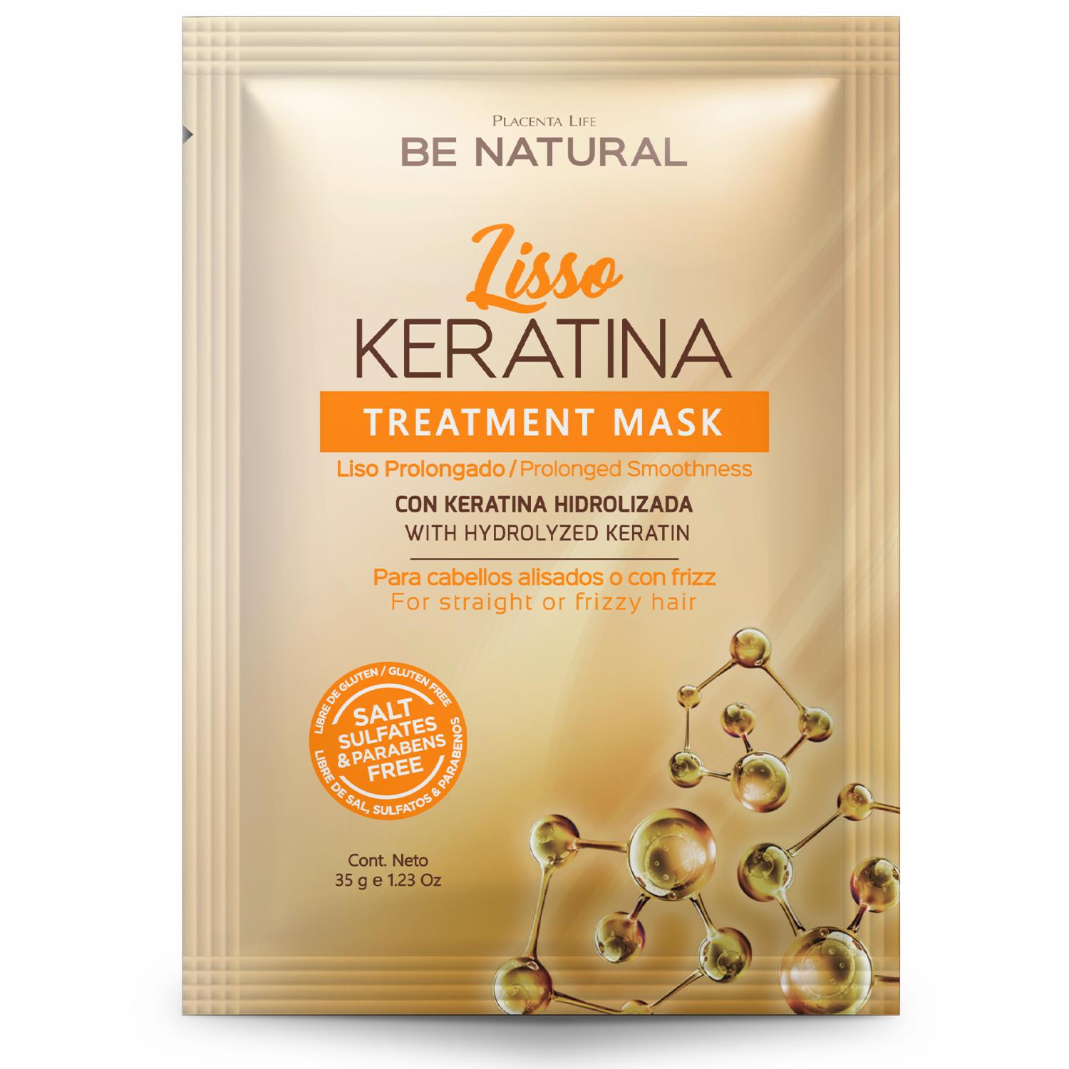 Tratamiento Capilar Cabello Liso Y Brillante Con Keratina BE NATURAL 35 G