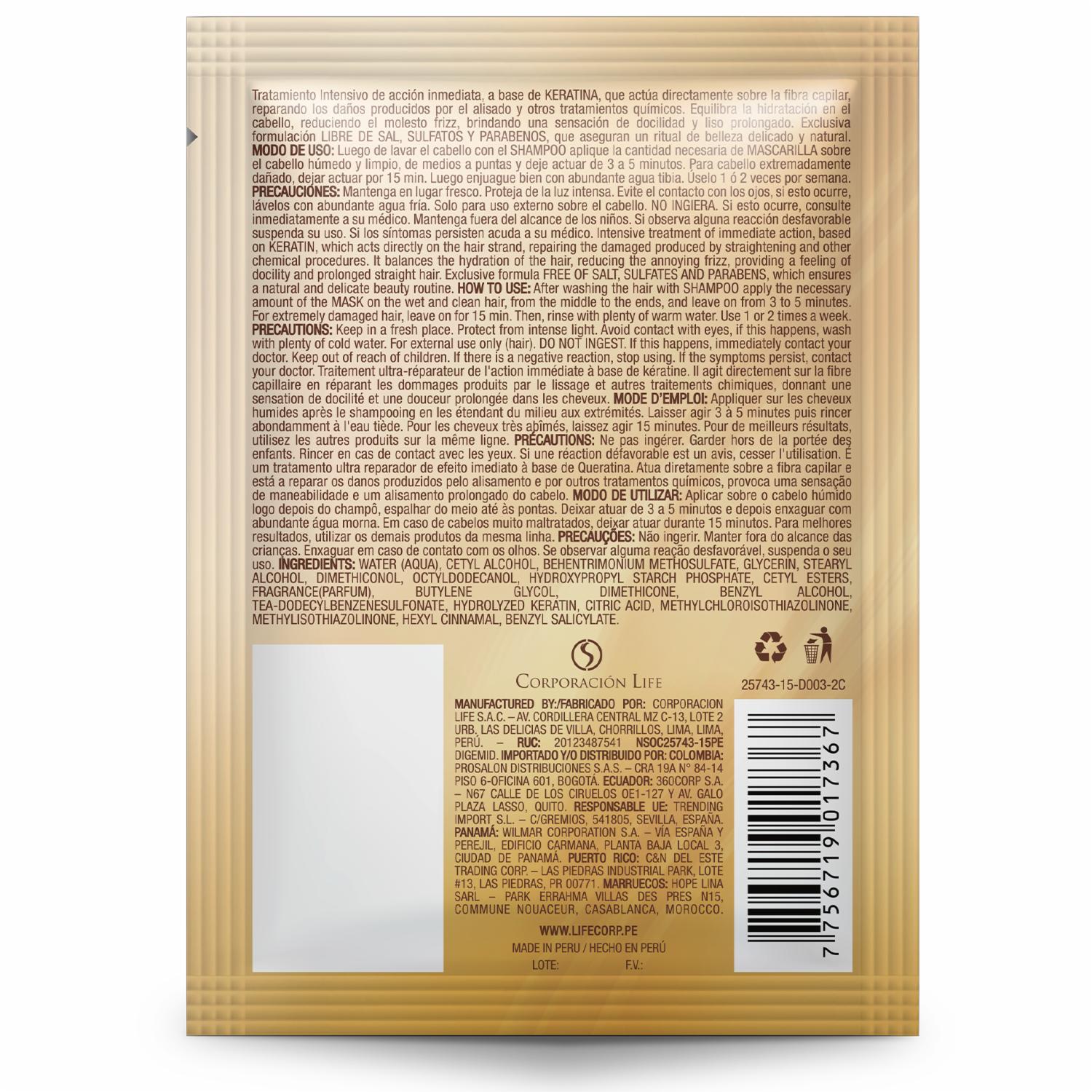 Tratamiento Capilar Cabello Liso Y Brillante Con Keratina BE NATURAL 35 G - Image 3