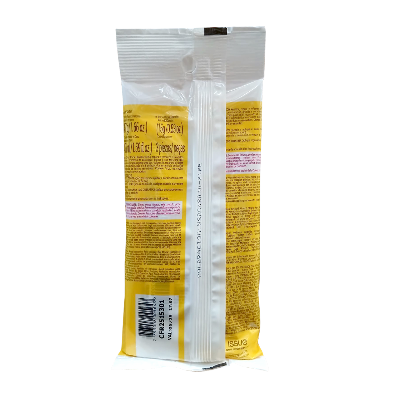 Tinte De Cabello Eco Keratina N° 7.1 Rubio Ceniza ISSUE 1 Kit - Image 2