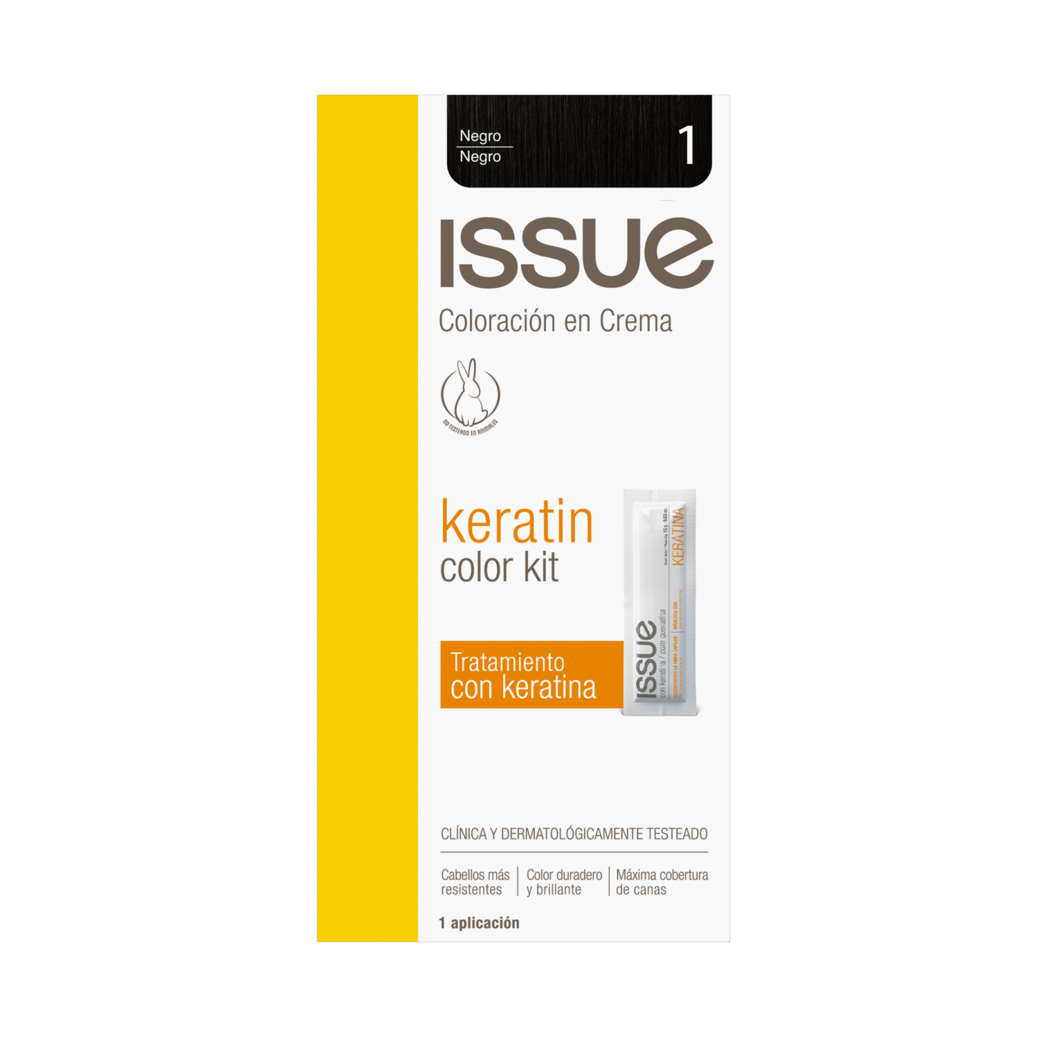 Tinte De Cabello Keratin Color N° 1 Negro ISSUE 1 Kit