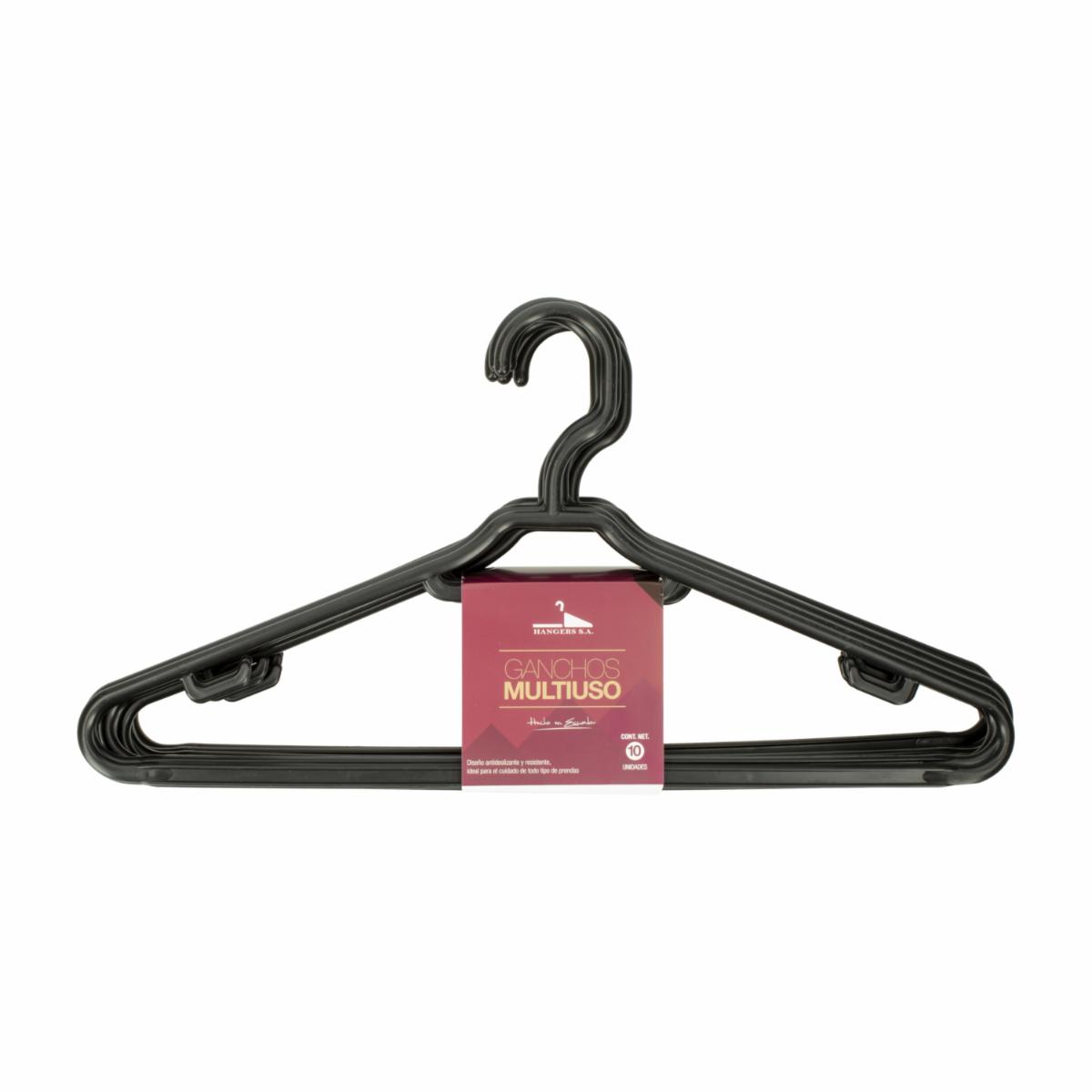 Armador Para Ropa Plástico Color Negro HANGERS S.A. X 10 Uds