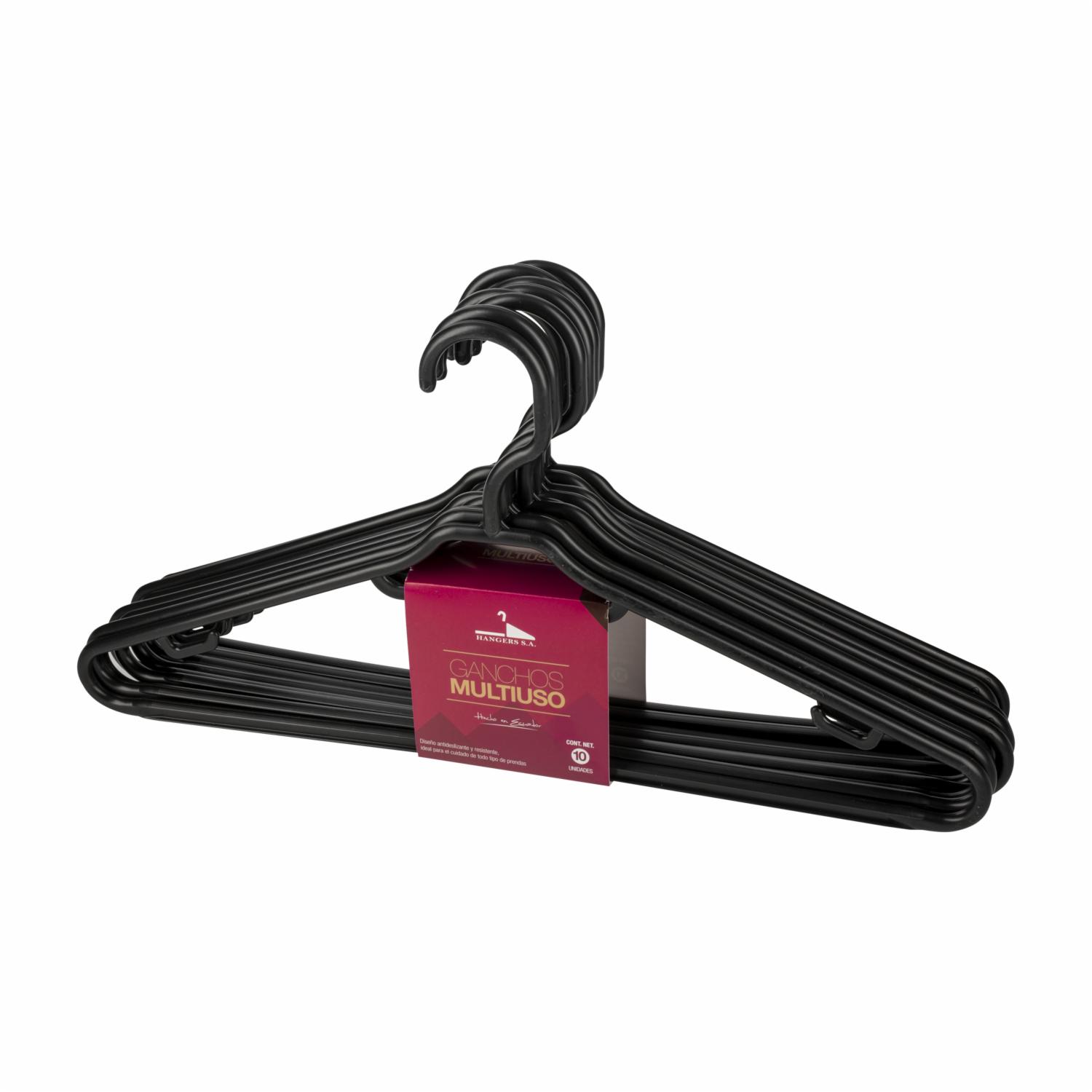 Armador Para Ropa Plástico Color Negro HANGERS S.A. X 10 Uds - Image 2