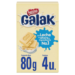 Barra De Chocolate Blanco Con Leche Y Arroz Crocante GALAK Pack 4 X 20 G