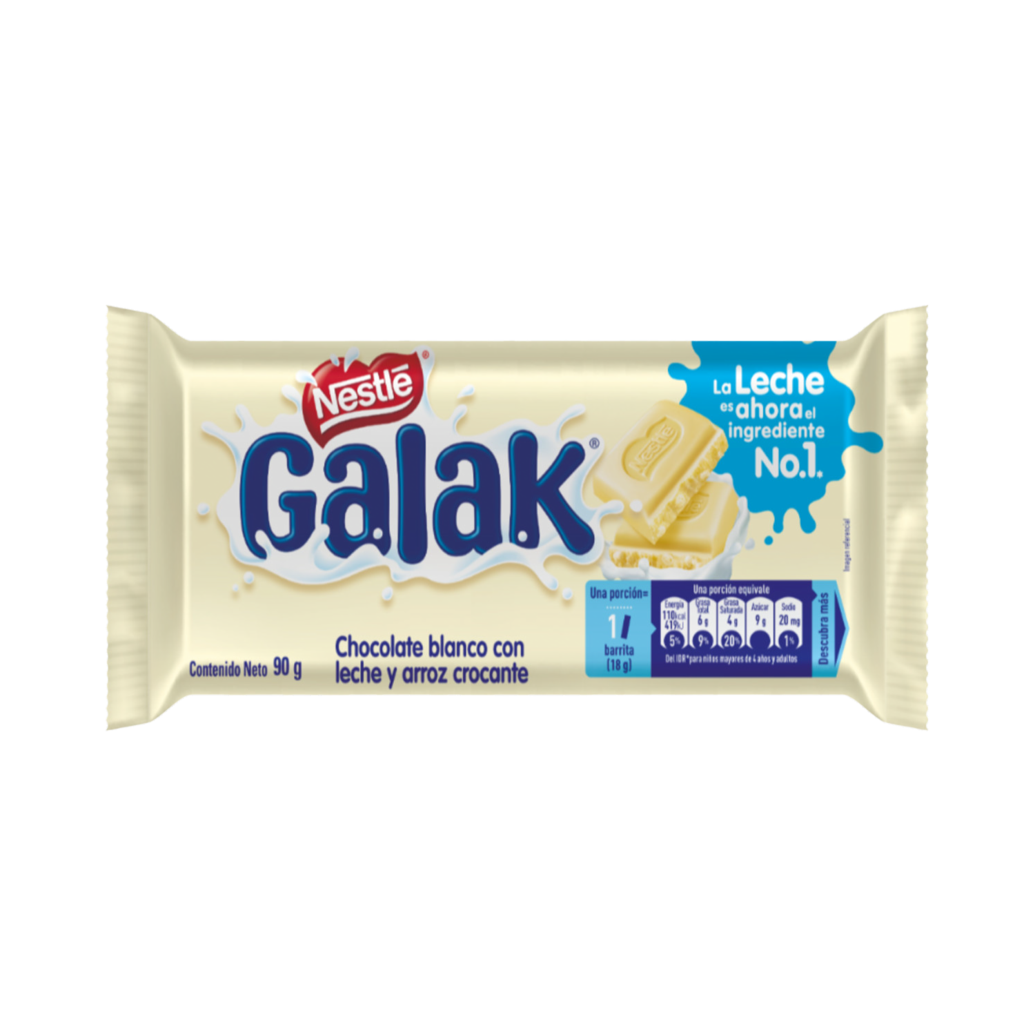 Barra De Chocolate Blanco Con Leche Y Arroz Crocante GALAK 90 G