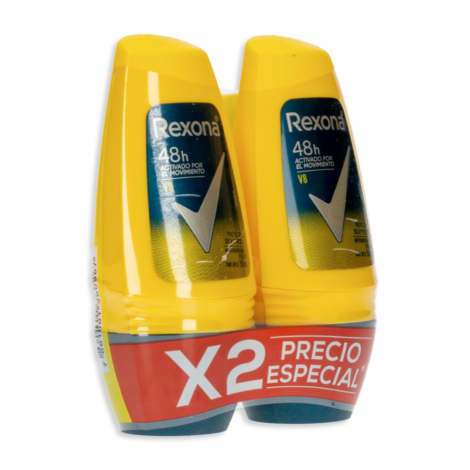Desodorante En Roll On Para Caballero Antitranspirante On V8 REXONA 2 X 50 Ml - Image 3