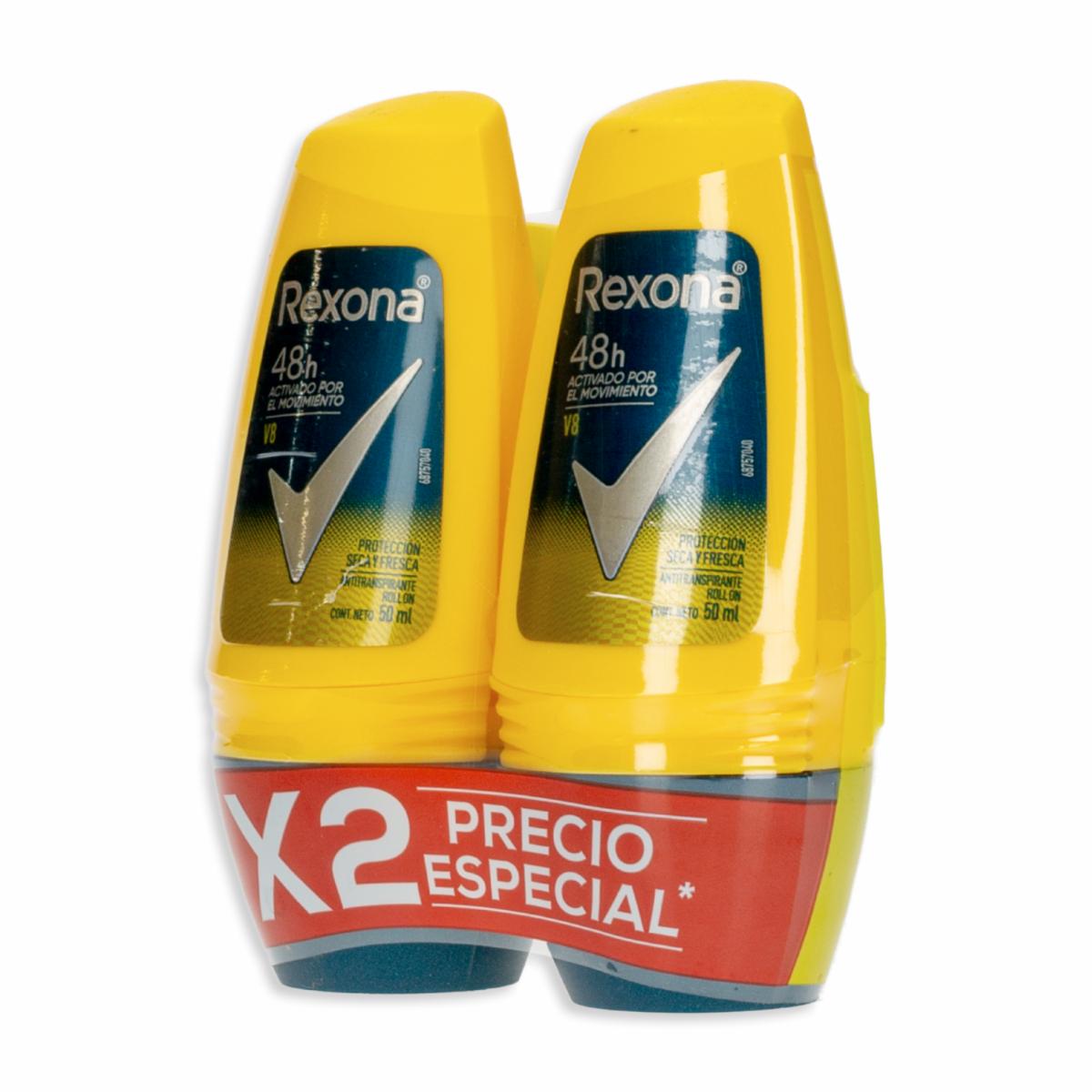 Desodorante En Roll On Para Caballero Antitranspirante On V8 REXONA 2 X 50 Ml - Image 4