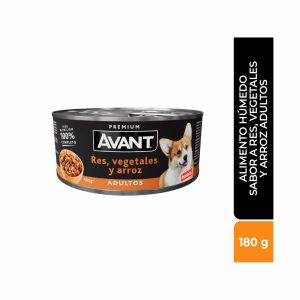 Alimento Húmedo Para Perros Adultos Sabor A Res Vegetales Y Arroz AVANT 180 G