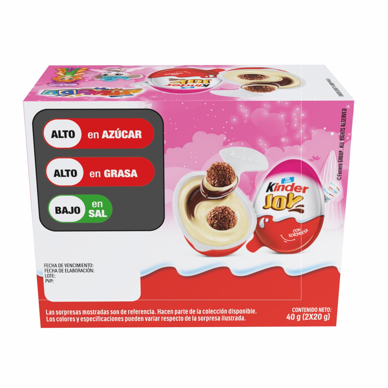 Huevo Sorpresa Rosado De Leche Y Avellanas Con Bolitas Waffer KINDER JOY 2 X 20 G - Image 3