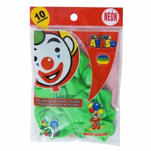 Globos Neón Verde N10 GLOBOS PAYASO X 10 Uds