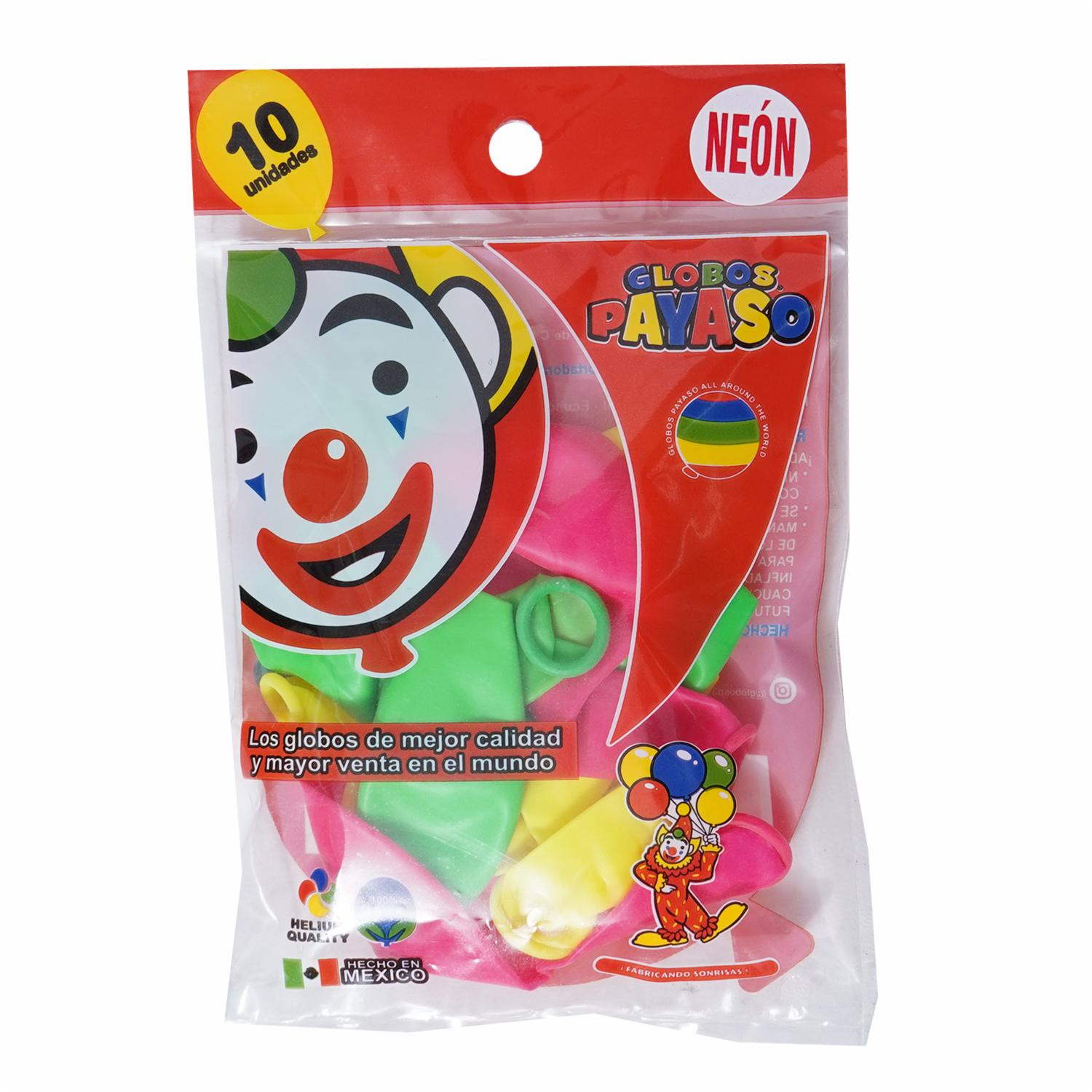 Globos Neón Surtido N10 GLOBOS PAYASO X 10 Uds