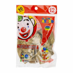 Globo N12 Metálico Oro Funda GLOBOS PAYASO X 10 Uds