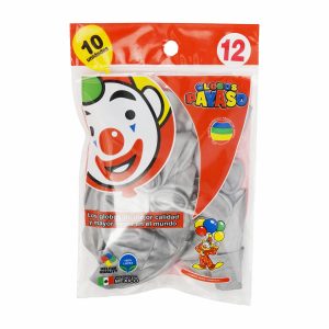Globo Payaso N.12 Metálico Plata Funda GLOBOS PAYASO X 10 Unidades