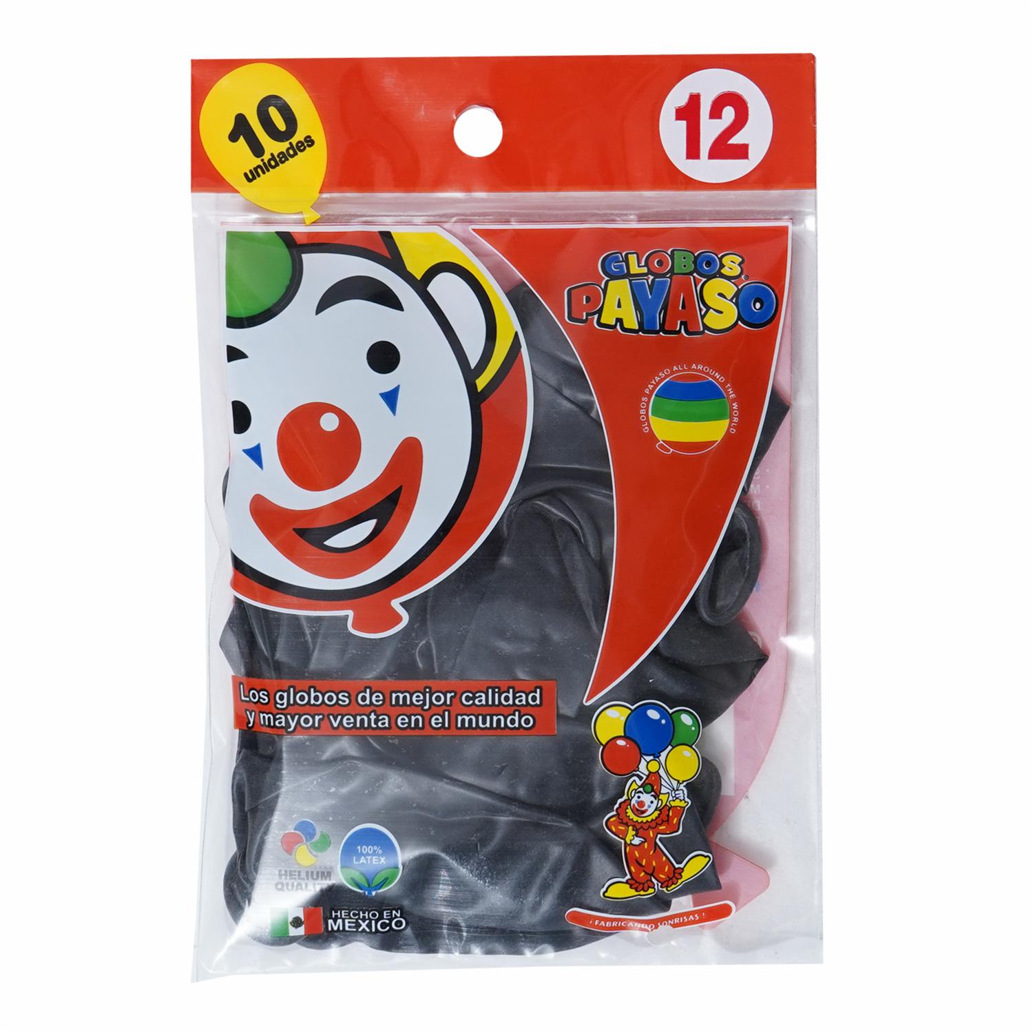 Globo Metálico N12 Negro Funda GLOBOS PAYASO X 12 Uds