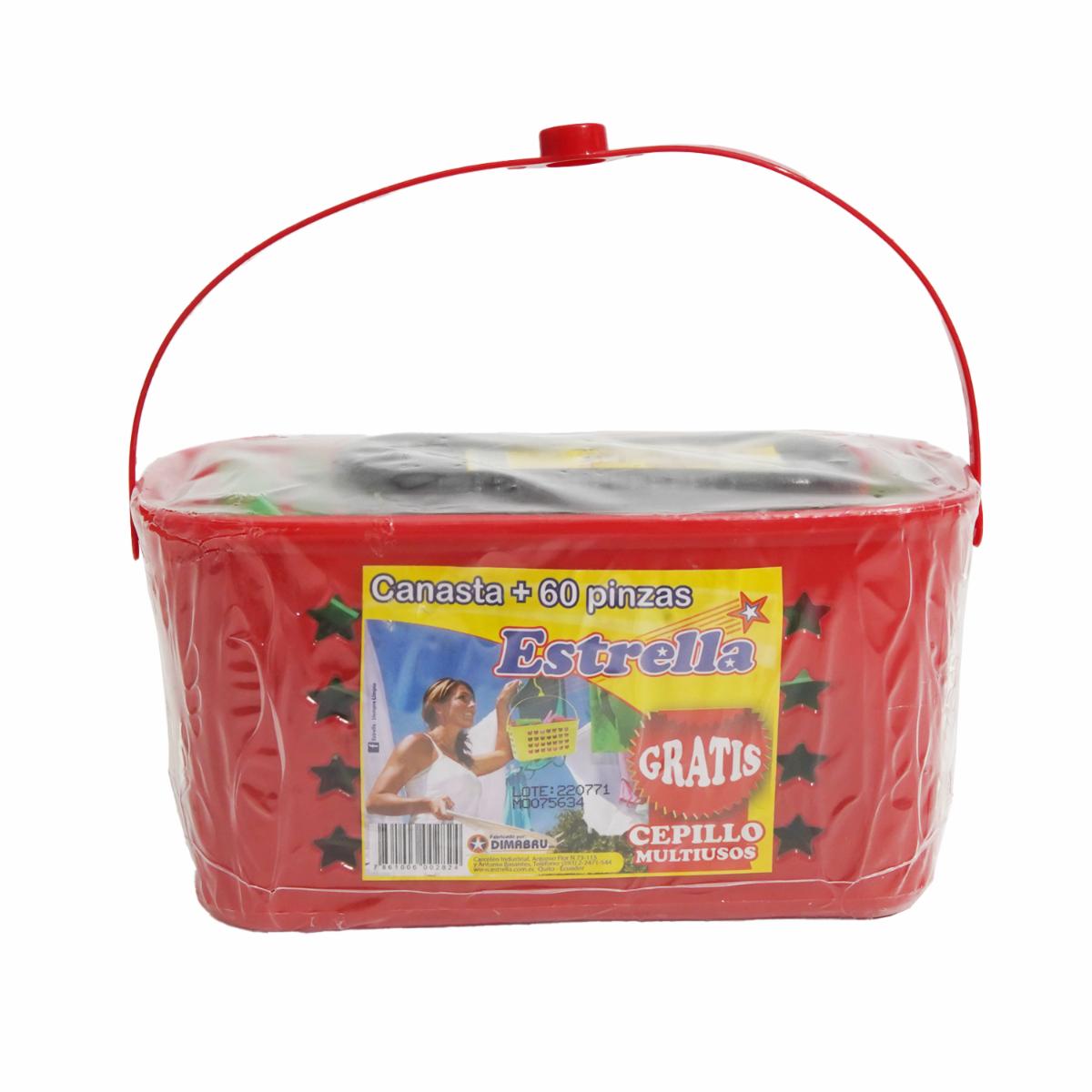 Canasta De Pinzas Más Cepillos ESTRELLA Unidad