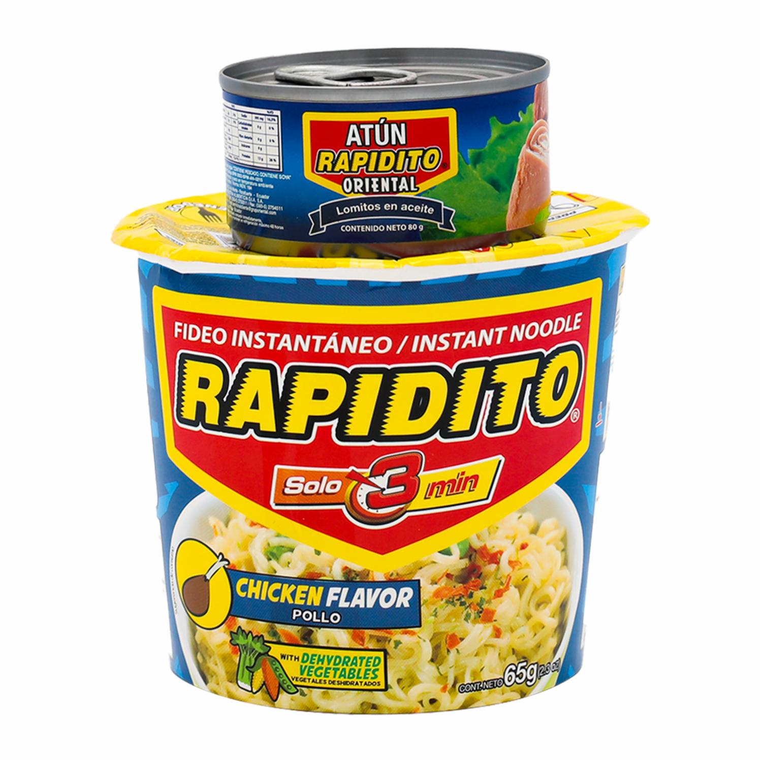 Fideo Instantáneo Rapidito Pollo Vaso con Atún ORIENTAL 145 G