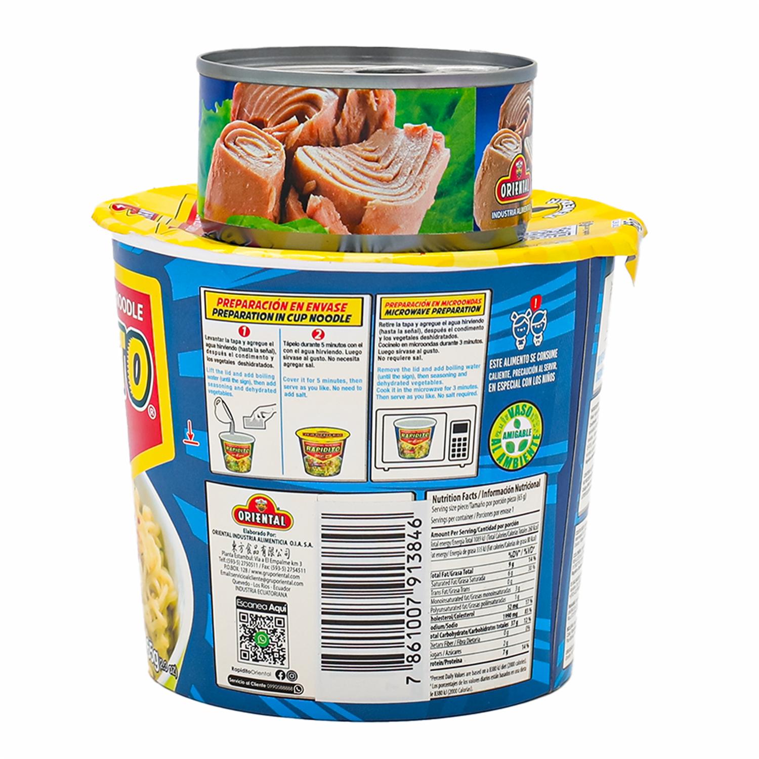 Fideo Instantáneo Rapidito Pollo Vaso con Atún ORIENTAL 145 G - Image 4