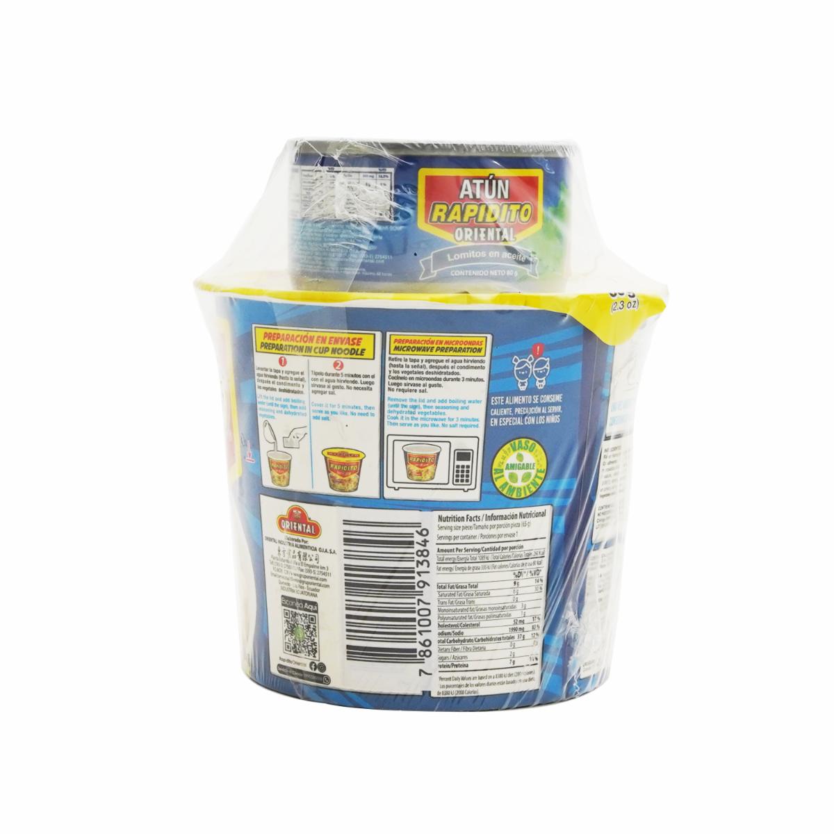 Fideo Instantáneo Rapidito Pollo Vaso con Atún ORIENTAL 145 G - Image 5