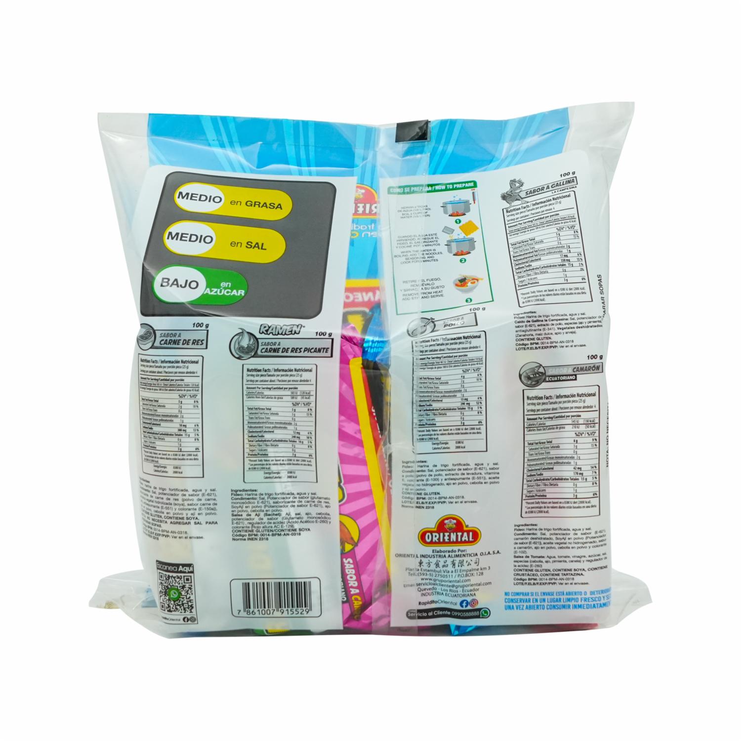 Fideo Instantáneos Rapidito Mix ORIENTAL 500 G - Image 3