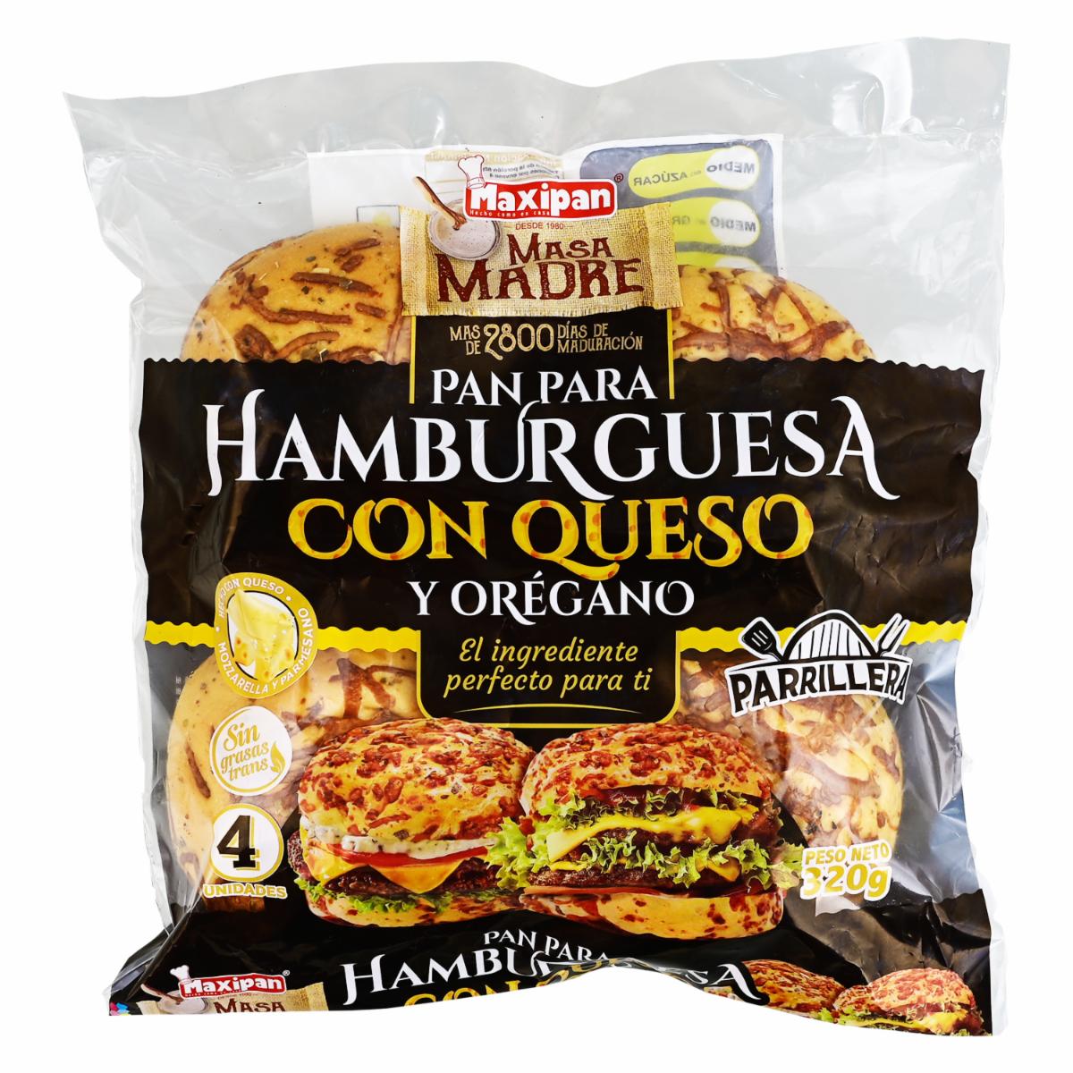 Pan De Hamburguesa Con Queso Y Orégano MAXIPAN 320g