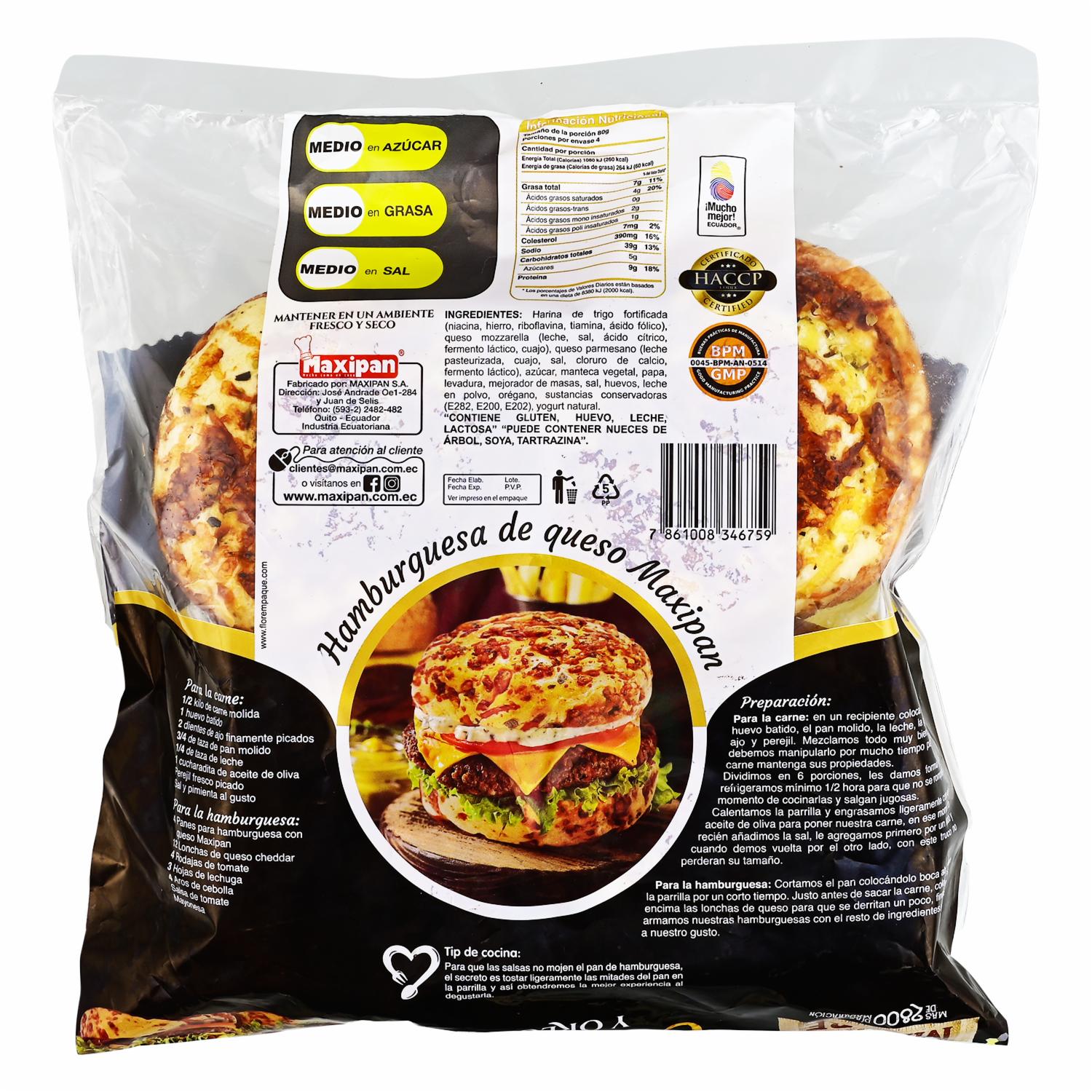 Pan De Hamburguesa Con Queso Y Orégano MAXIPAN 320g - Image 3