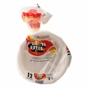 Plato Compartido Blanco Con Amarillo PLASTIUTIL 12 Uds